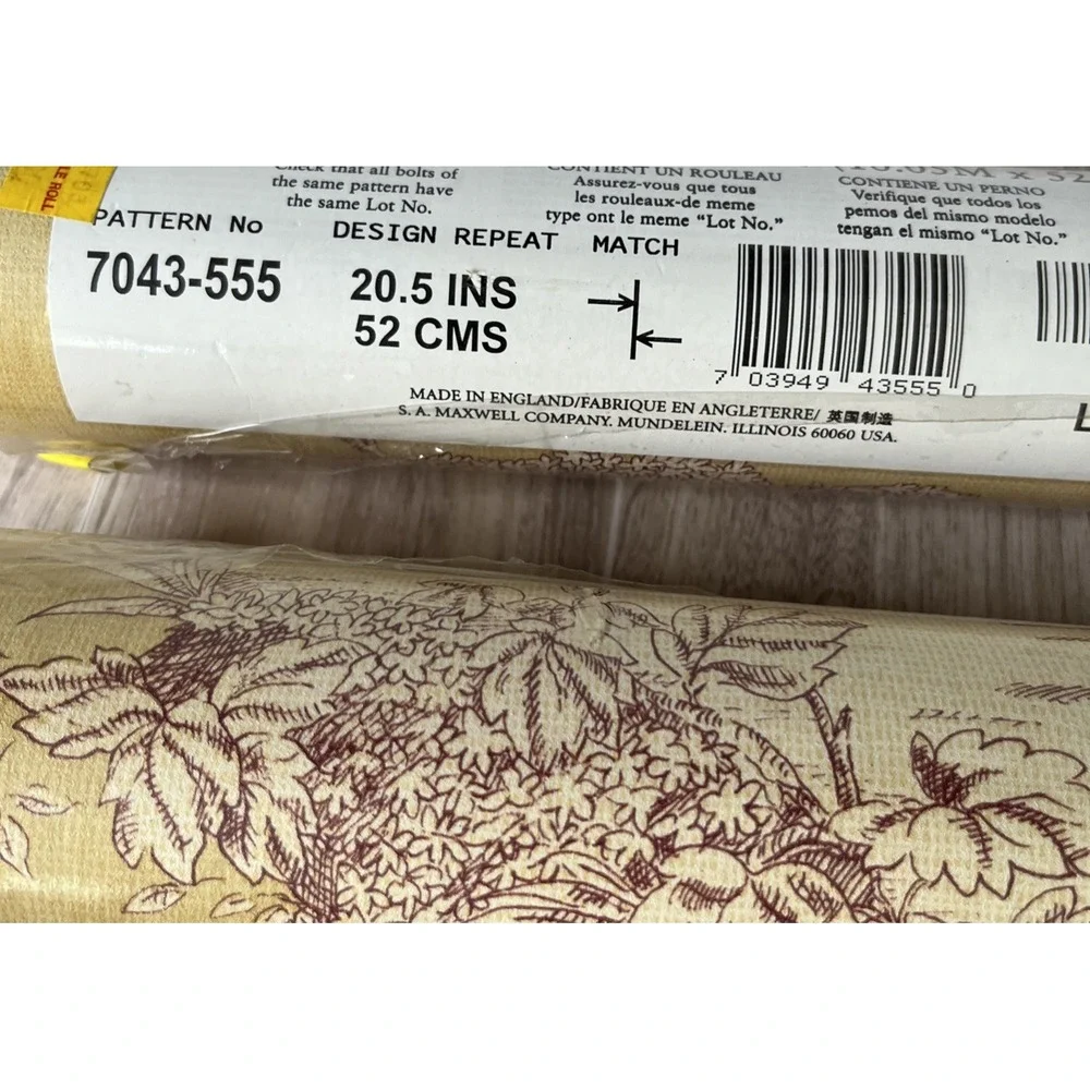 2-S.A. Maxwell Co. French Toile Country‎ Life Vinyl Wallpaper 7043-555 56.5 sq